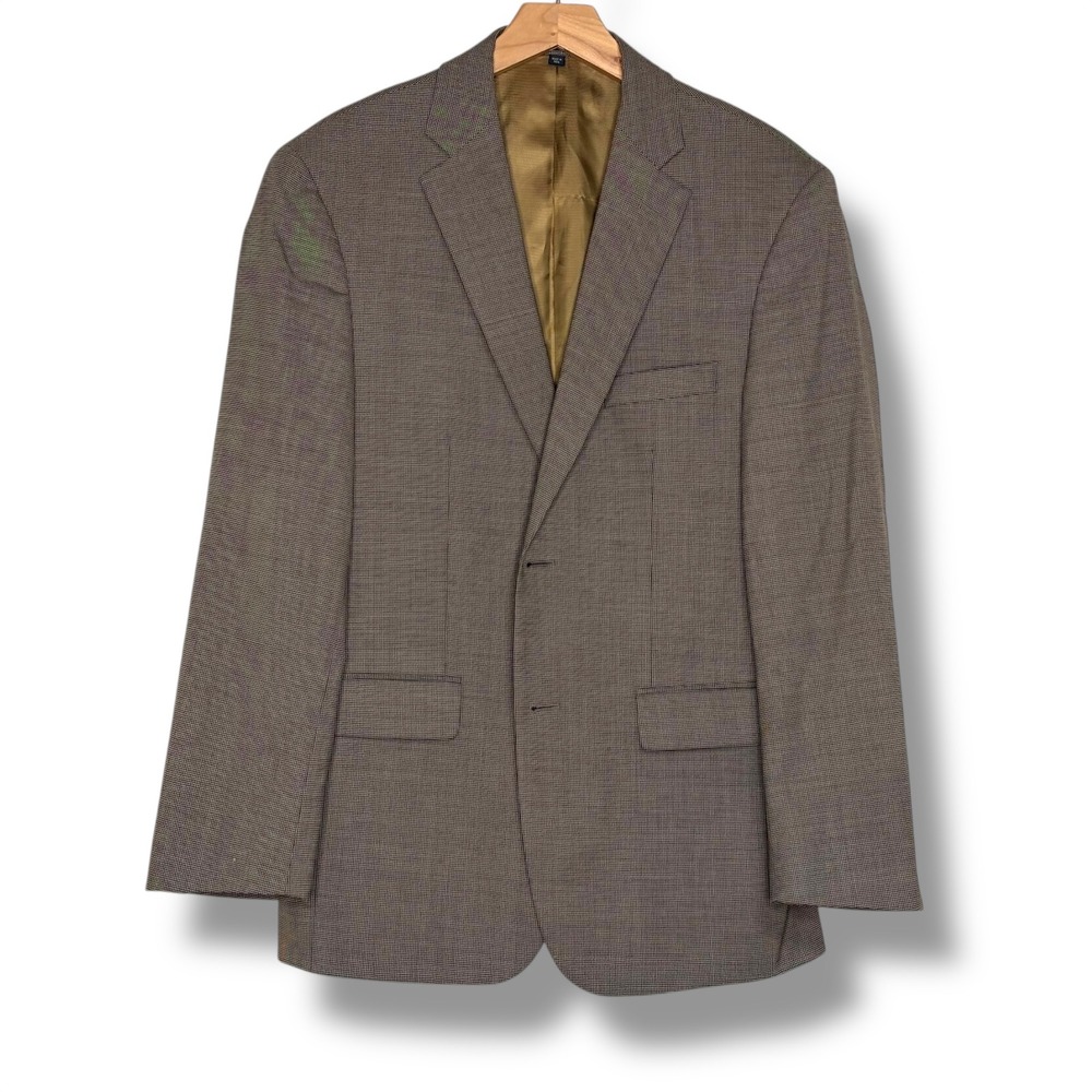 Jos. A. Bank 1905 Sz 39R Brown Houndstooth Wool Blend Sport Coat Blazer 2 Button